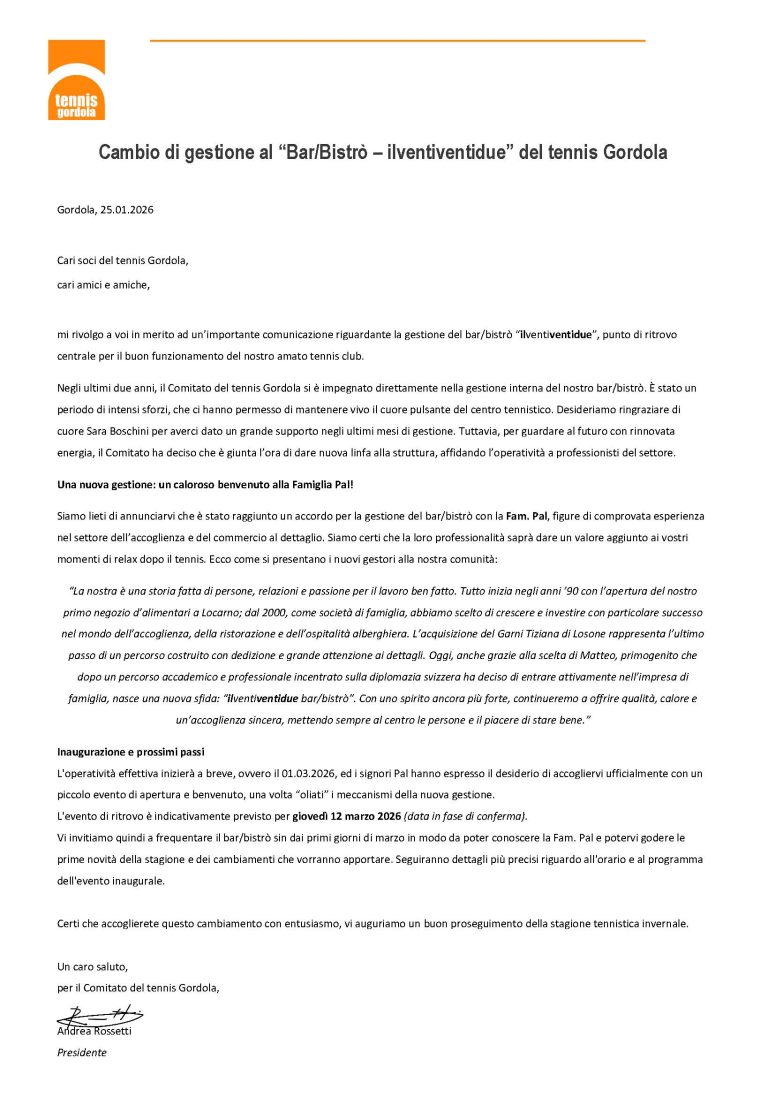 Cambio di gestione al “Bar/Bistro” – ilventiventidue